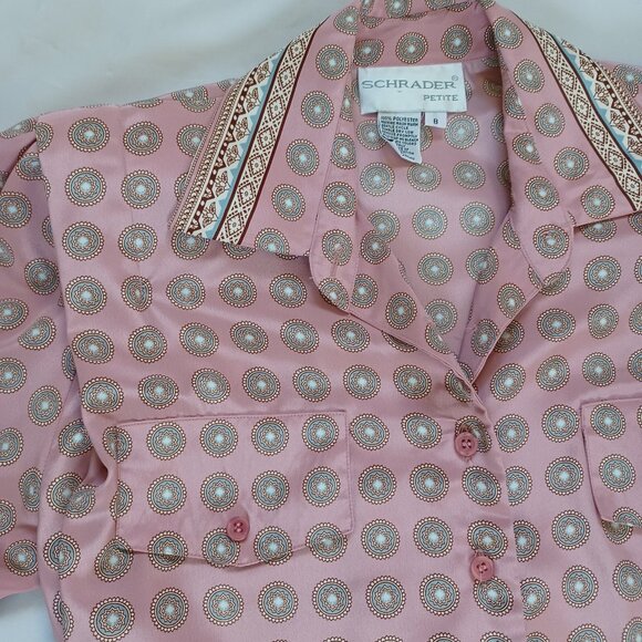 Vintage Schrader Shirt Dress Petite Midi Pleated 80s A line Secretary Size 8P - Picture 3 of 13